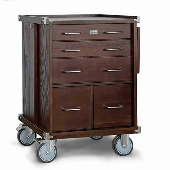 Gerstner GI-R24-D 5-Drawer Large Roller Cabinet, Dark Oak
