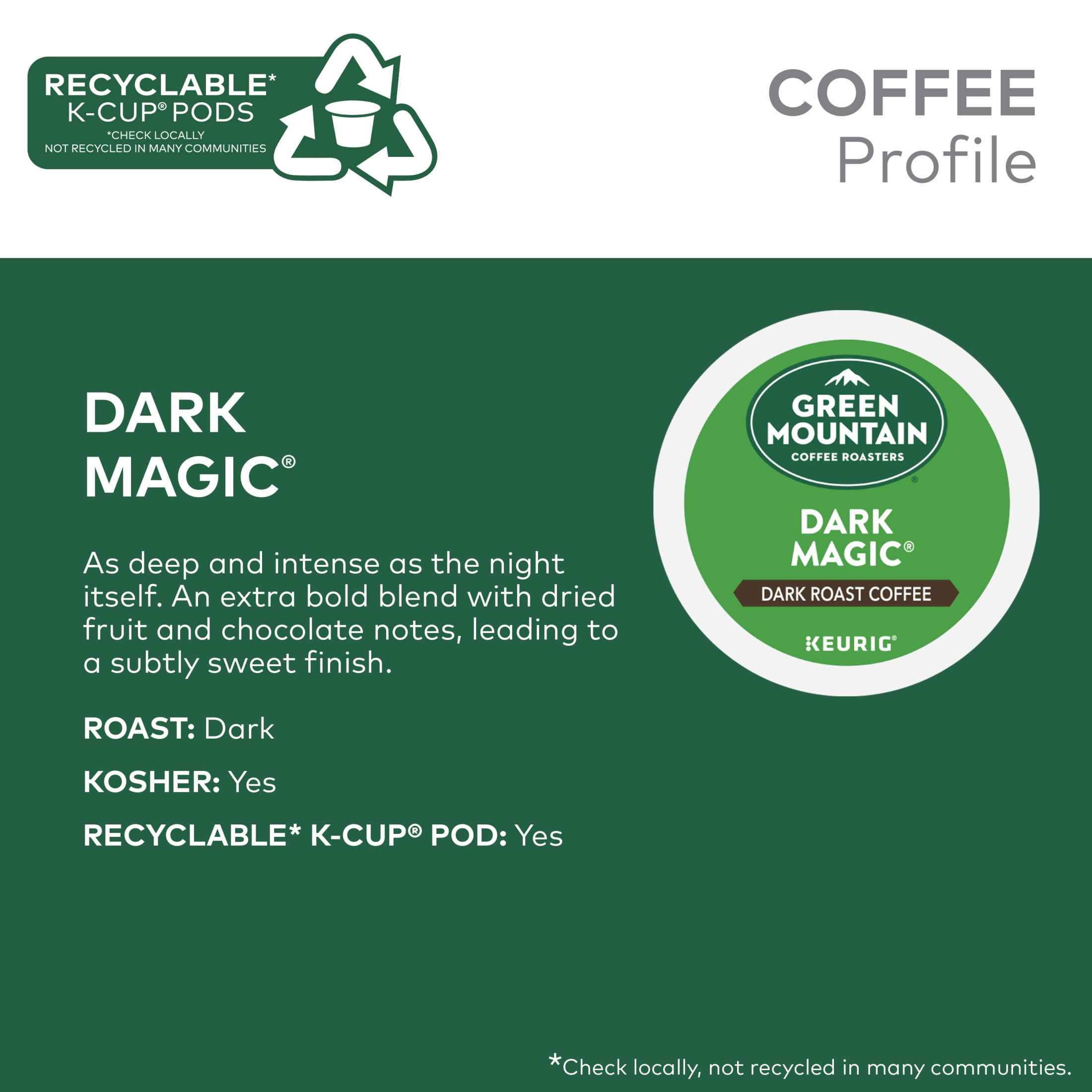 Green Mountain Coffee Roasters, Dark Magic Dark Roast K-Cup Coffee Pods, 60 Count