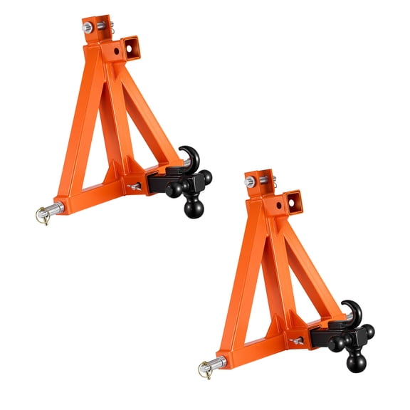 KFFKFF 3-Point Trailer Hitch with 2" Receiver, Quick Hitch Adapter with 3 Trailer Balls, Tractor Tow Drawbar for Category 1 Tractors, Compatible with Kubota, Mahindra, Ford, Yanmar, John Deere,Orange