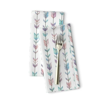

Linen Cotton Canvas Dinner Napkins (Set of 2) - Small Arrow Feathers Pastel Watercolor Feather Arrows Boho Nursery Print Cloth Dinner Napkins by Spoonflower