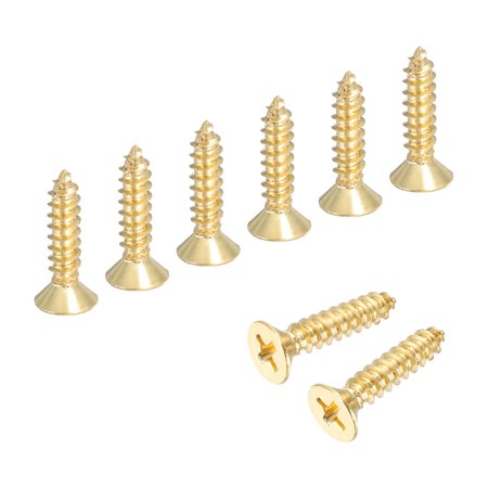 Uxcell Brass Wood Screws M5 x 20mm Phillips Self-Tapping Furniture Connector for Door Hinges Wood Crafts and Appliances DIY Projects Pack of 8