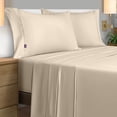 thumbnail image 1 of Ubbe Juego de S&aacute;banas 1800 Premier Collection de 4 Piezas | S&aacute;banas de Microfibra de Lujo de Hotel Doble Cepillado | Avena, King Size, 1 of 6