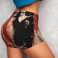 thumbnail image 4 of Balery Silhouette Trumpet Red Art Pantalones cortos de entrenamiento estampados para mujer, sin costuras, ajustados, para gimnasio, yoga, correr, deportes, ejercicio activo, fitness.-Small, 4 of 8