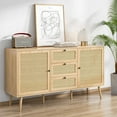 thumbnail image 6 of Rattan Sideboard with 3 Drawers and 2 Doors, Rattan Buffet Sideboard Cabinet, Cabinet with Storage, 6 of 10