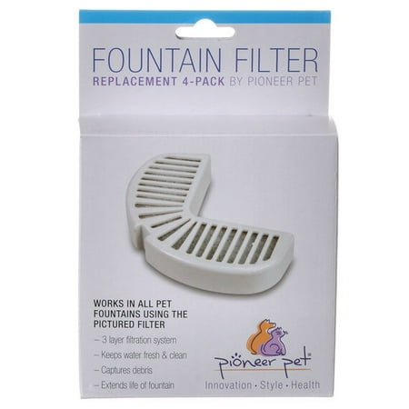 Pioneer Replacement Filters for Stainless Steel and Ceramic Fountains 4/PK (2 Packages)
