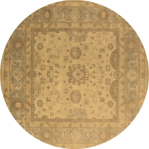 Ahgly Company Indoor Round Oriental Brown Industrial Area Rugs, 8' Round