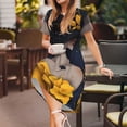 thumbnail image 3 of Vsdgher Robe Élégante pour Femme avec Chapeau pour Femmes Été 2025 Décontractée Midi Maxi Robes Légère à Manches Courtes Col Rond Robe de Plage, 3 of 6