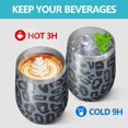 thumbnail image 4 of 12oz Stemless Wine Tumblers Black Leopard Pattern Vacuum Insulated Stainless Steel Travel Tumbler Cups Mug with Lid and Straw for Champaign,Cocktail,Beer with Cleaning Brush, 4 of 5