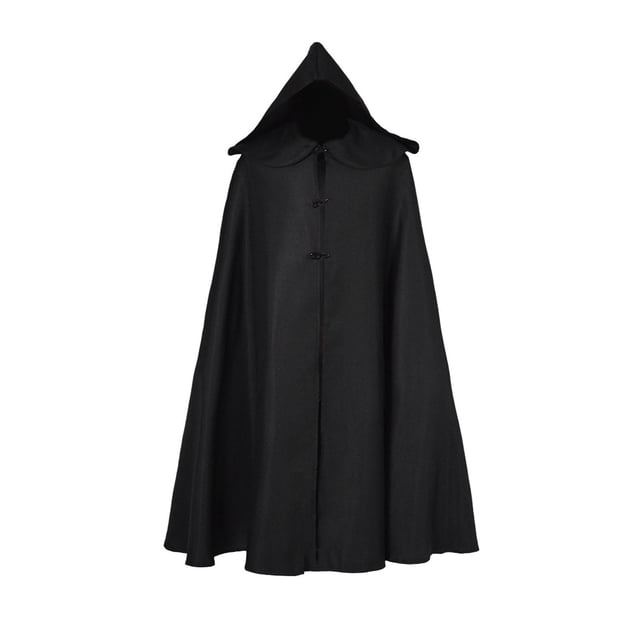 Capa para hombre, vestido medieval de escenario, túnica retro, capa de manga larga con capucha y tres botones, abrigo usable para hombre y mujer, capa para hombre