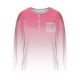 thumbnail image 4 of Womens Long Sleeve Henley Shirts Curved Hem Casual Gradient Tunic Tops with Pocket Fall Winter Trendy Clothes, XL Pink, 4 of 7
