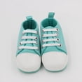 thumbnail image 3 of Baby Girls Boys Shoes Soft Anti-Slip Sole Newborn First Walkers Star High Top Canvas Denim Unisex Infant Sneaker, 3 of 4
