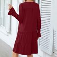 thumbnail image 3 of Diufon Womens Casual Dresses V Neck Puff Flare Long Sleeve Dress Fall Baggy Pleated Midi Dress, 3 of 6