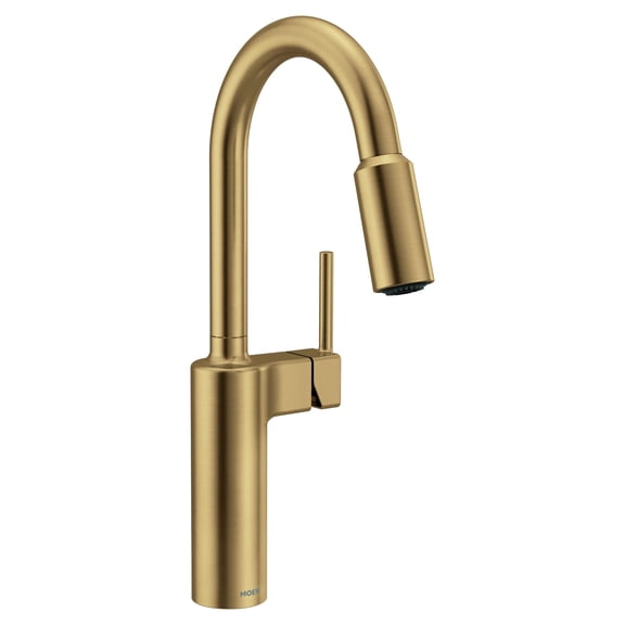 Moen Inara Bronzed Gold Pulldown Kitchen Faucet with Power Boost, Modern Kitchen Faucet, One-Handle High Arc, Easy Installation