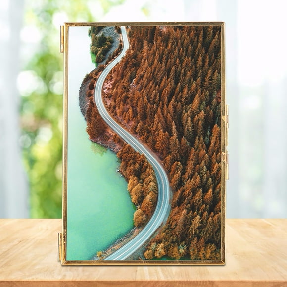 Cadre Photo en Verre en Laiton, Support de Cadre Photo de Bureau en métal rétro, Cadre Photo en métal à Bande de cuivre pour Collage de Table ou Mural(????10.2x15.3cm??4 * 6inch ?????????)