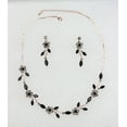 thumbnail image 2 of Faship Black Rhinestone Crystal Floral Rose Gold Plated Necklace Earrings Set, 2 of 5