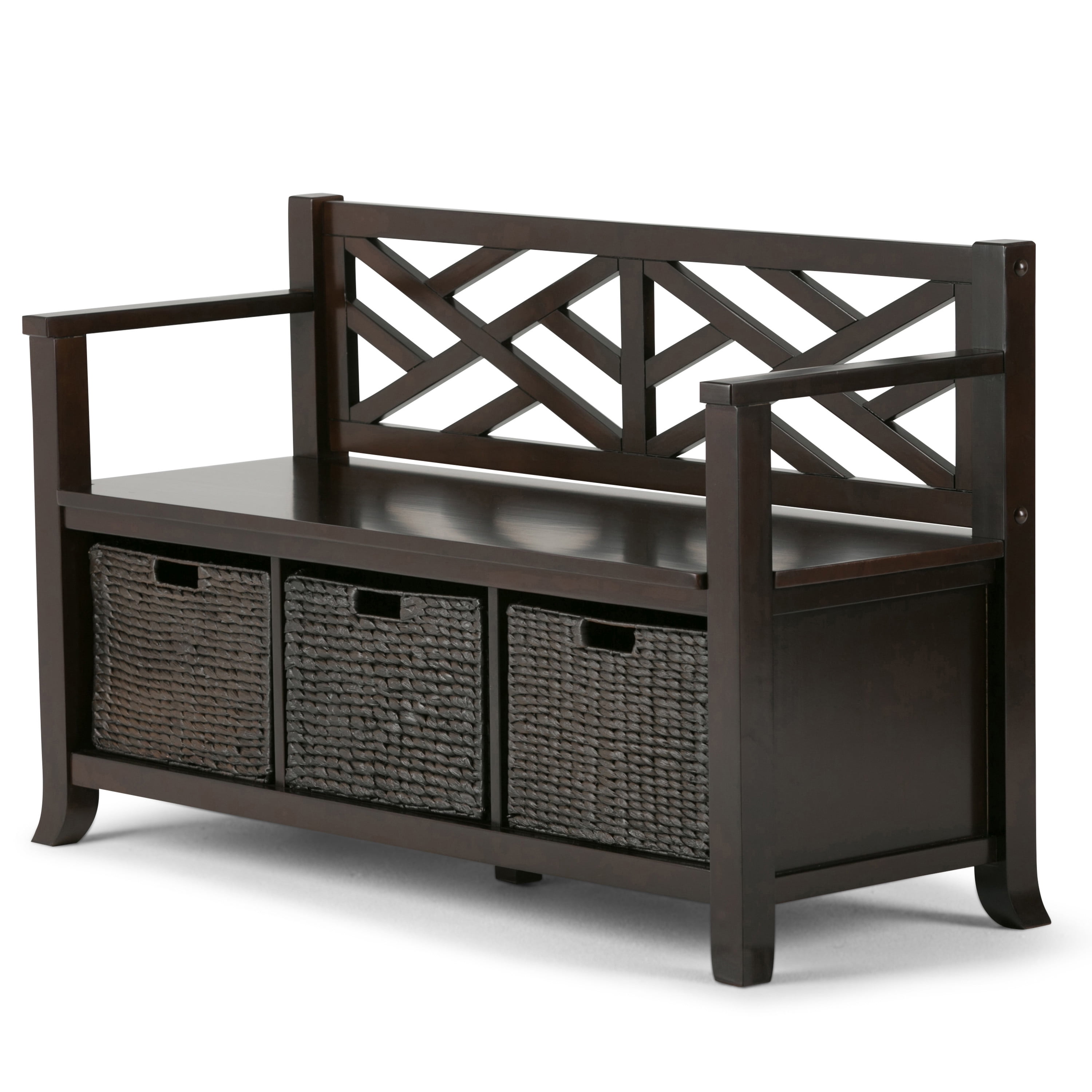Brooklyn + Max Remington Solid Wood 47 inch Wide Transitional Storage Bench with Basket Storage