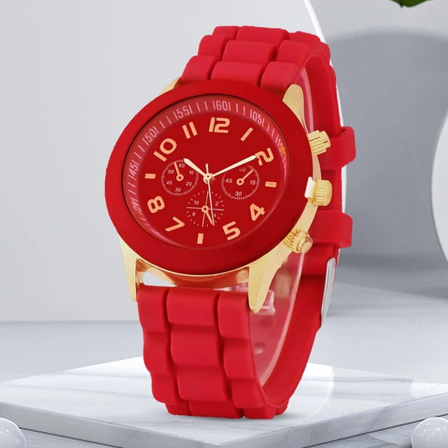 Reloj Mujer Correa de Silicona Relojes de Moda Femenina para la Vida Diaria Rojo