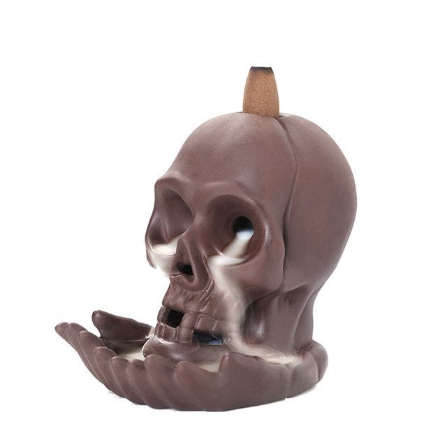 Purple Sand Incense Burner, Waterflow Backflow Incense Holder, Skeleton Ash Catcher, Zen Decor-Skeleton-A