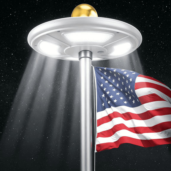 PUCACHI 1300 Lumen Solar Powered Flagpole Light - Illuminates The American Flag for 8-10 Hours from Dusk to Daw