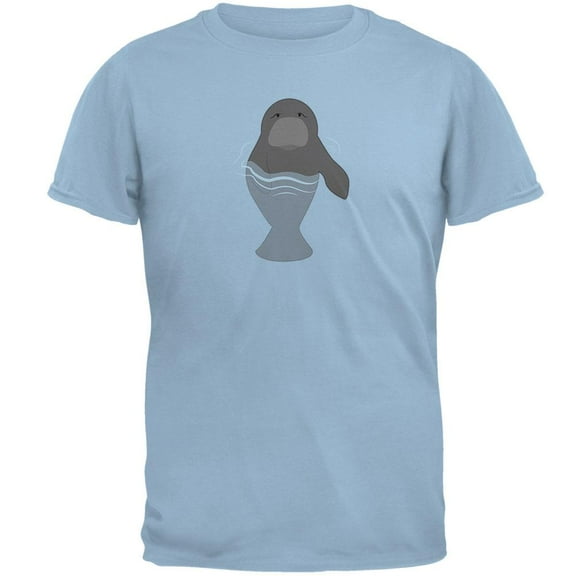 Manatee in Water Cute Mens T Shirt Light Blue 3X-LG