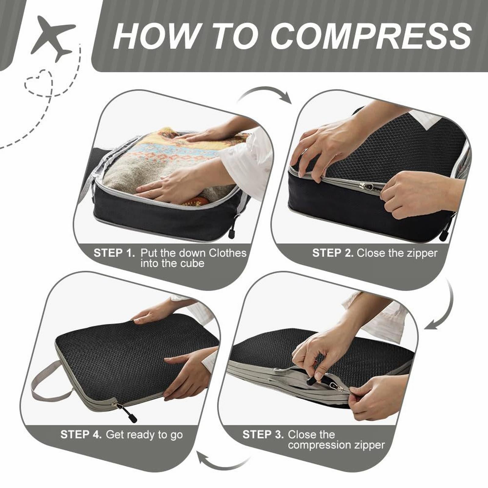 kjfeif Compression Packing Cubes for Travel, 9 Set Travel Packing Cubes for Suitcases, Compression Suitcases organizers Bag Set for Travel Essentials, Lightweight Packing organizers