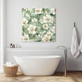 thumbnail image 4 of White Floral Canvas Wall Art, Watercolor Flower Sage Green Background Framed Wall Decor Modern Artwork Prints Painting for Living Room, Bedroom, Kitchen & Cafe Decor 8x8 Inch, 4 of 9
