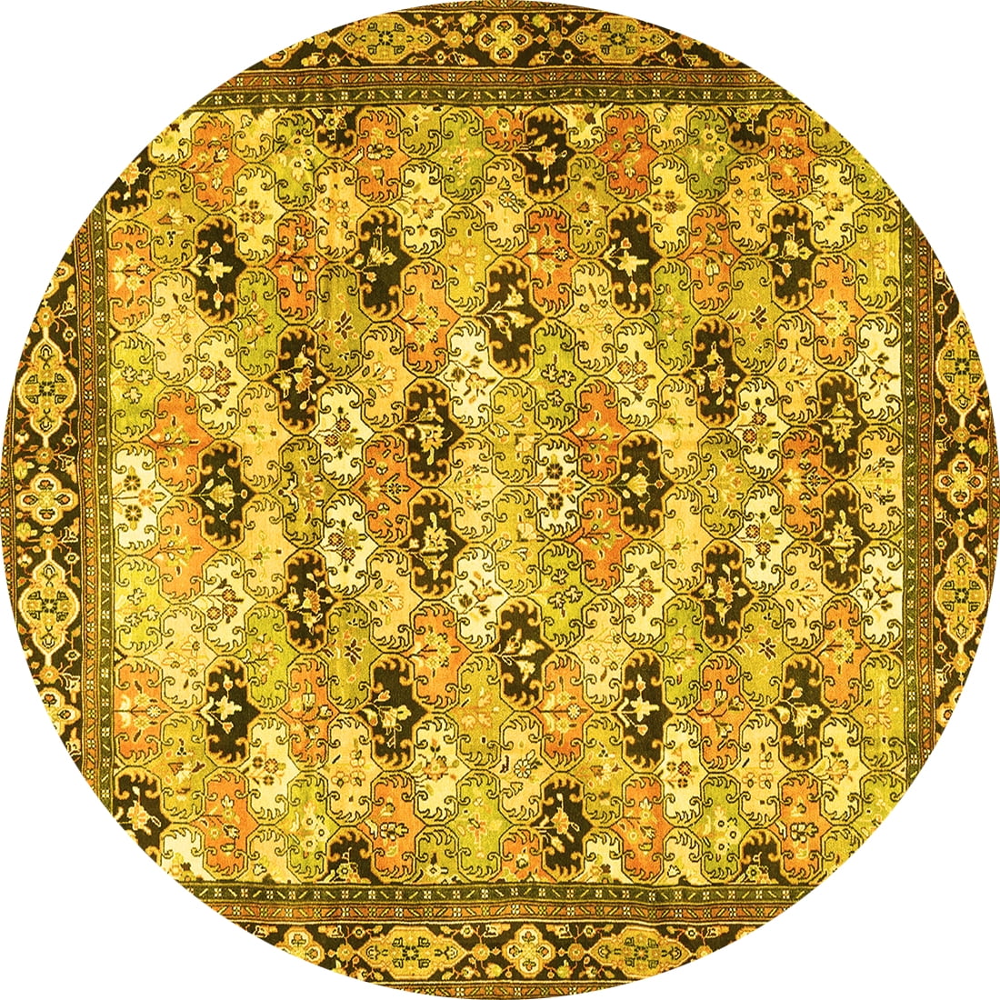 Ahgly Company Indoor Round Persian Yellow Traditional Area Rugs, 4 ...