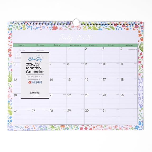 Blue Sky 2026-2027 Monthly Academic Year Wall Calendar, July 2026 - June 2027, 15" x 12", Durable Twin Wire Binding, Perfect For Home, Office And Classroom, Ditsy Dapple Light