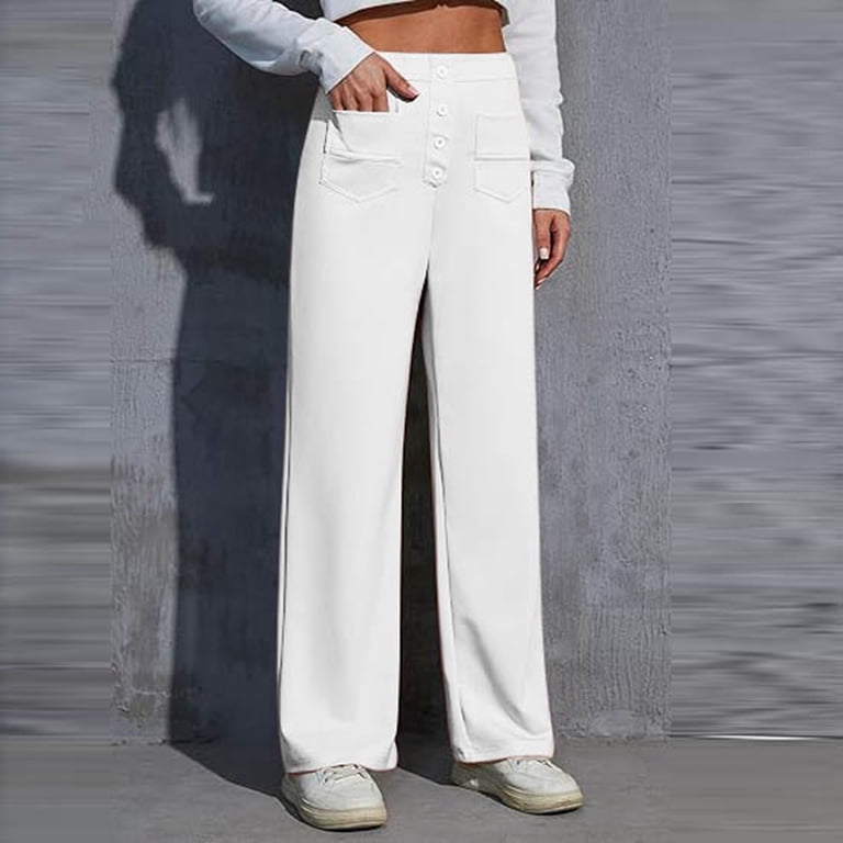 Summer Dress for Women Women's Work Pants High Elastic Waisted Trousers  Straight Casual Dress Pants for Women Tall plus Size Casual Petite All Day  Wear Womens plus Size Winter White 5XL -