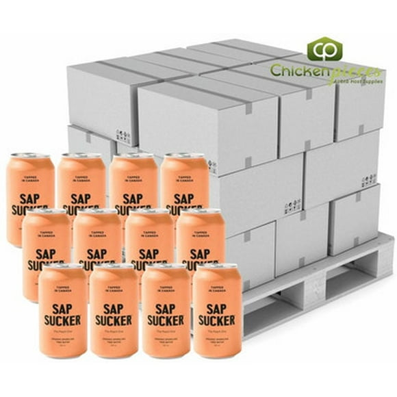 Sapsucker Peach Sparkling Water Can Bulk 355ml/12oz | 12/CASE | 50 CASES PER PALLET (600/Case)