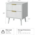 thumbnail image 3 of CARPETNAL White Fluted Nightstand with 2 Drawers, 18'' Wide Bedside Table for Bedroom, Modern Night Stand with Gold Metal Legs, Small Space End Table(White, 2 Piece), 3 of 14