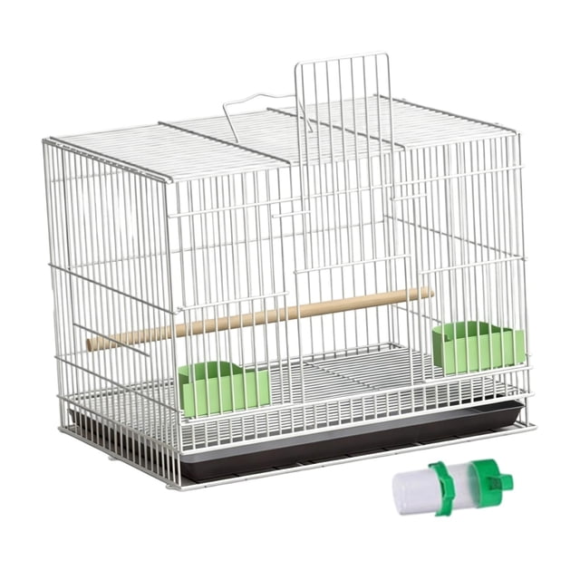 Jaula de hierro para periquitos, jaula portátil para pájaros con asa, accesorios para interiores, caja para pájaros Blanco