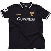 Guinness Mens 59 Stripe Collar Black Polo Shirt 100% Cotton