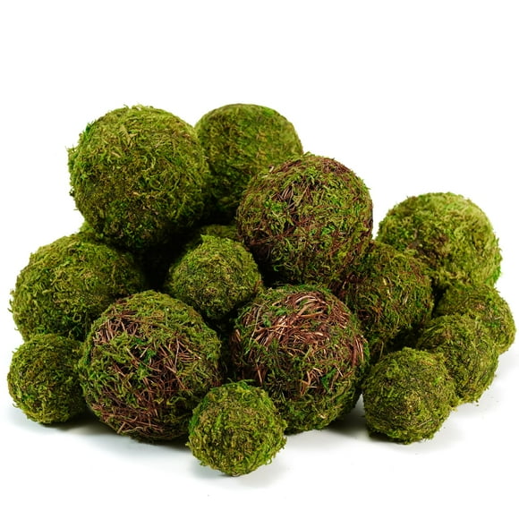 Juego de bolas de musgo decorativas BYHER de 18 piezas para decoración del hogar