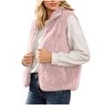thumbnail image 2 of ClodeEU Women's Stand Collar Zip Up Fleece Vest,Sleeveless Sherpa Gilet Casual Warm Waistcoat With Pockets ,Women's Plus S, 2 of 9