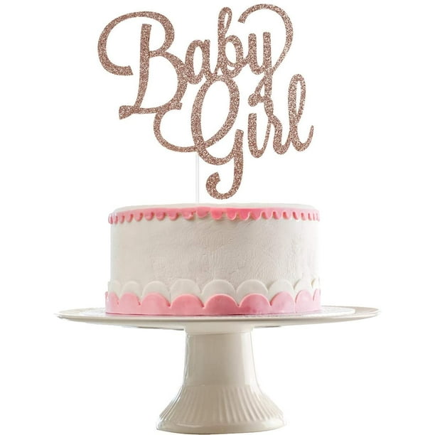 Htooq Baby Girl Cake Topper Rose Gold Glitter- Rose Gold Cake Topper Baby Shower, Cake Toppers For Baby Shower Girl, Baby Shower Cake Topper Girl, Swe