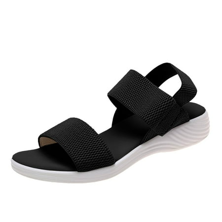 

Jungdeepe Summer Oversized Foreign Trade Women s Shoes Casual Elastic Band Back Strap Fly Woven Flat Sole Sandals For Women