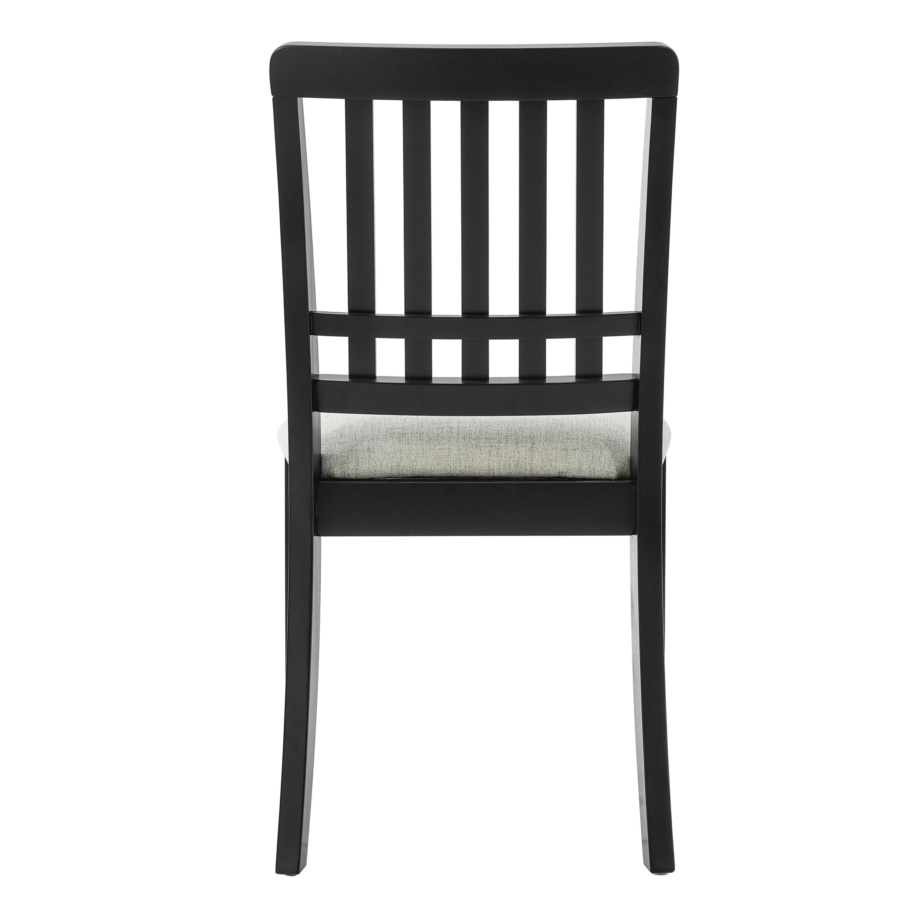 2-Piece Modern Scandinavian Dining Chairs, Curved Wood Backrest with Gray Fabric Seat, Finish for Dining Room and Apartment, Black