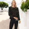 thumbnail image 5 of Women's Long Sleeve Sequin Top Round Neck Sparkle Blouse- Small, Multicolor, 5 of 7