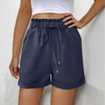 thumbnail image 2 of FNFYFH Clearance Ladies Comfortable Sporty Loose Fit Solid Summer Shorts Athletic Shorts，Dark Blue, 2 of 8