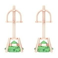 thumbnail image 4 of 1 ct Screw-Back Stud Earrings for Women | 5.0mm Round Cut Simulated Green Diamond | 18K Rose Gold, 4 of 5