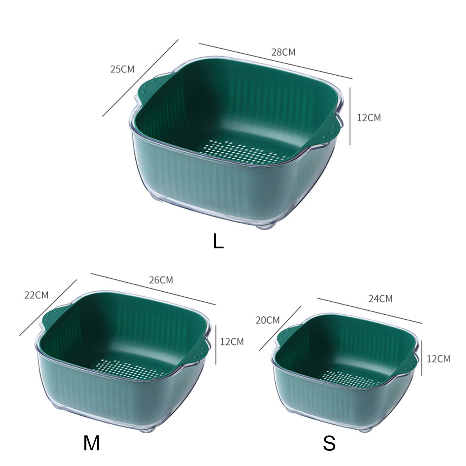 HNNJCK 8.2 Quart Kitchen Colanders Bowl Set, 2 in 1 Fruit Vegetable Washing  Food Strainers, Large Plastic Double Layered Strainer Basket for Pasta