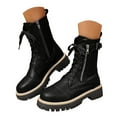 thumbnail image 3 of UngA Combat Boots Womens Ankle Boots Lace-Up Platform Lug Sole Womans Boots Black,Size 7, 3 of 7