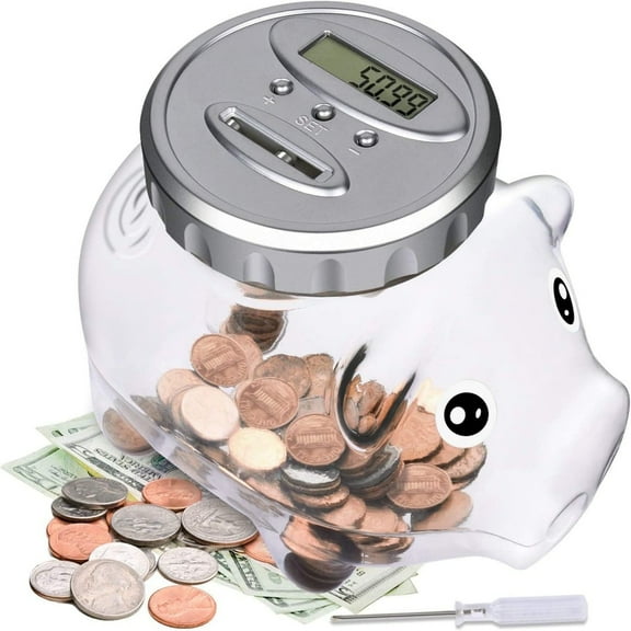 Lefree Piggy Bank for Kids Boys Girls Adults, Coin Counting Bank with LCD Counter Display, Coin Jar for Gift