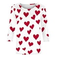 thumbnail image 4 of WREESH Women's 3/4 Sleeve Tops Valentine's Trendy Heart Printed Shirts Blouses Casual Summer Crew Neck T-Shirts Pink, 4 of 5