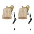 thumbnail image 5 of SAFAVIEH Ciaran Tungsten Brass Metal Wall Sconce with Light Brown Rattan Shade, Set of 2, 5 of 8