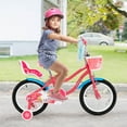 thumbnail image 3 of Costway 16" Kids Bike with Basket Doll Seat & Colorful Streamers 2 Training Wheels Pink, 3 of 10