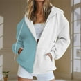 thumbnail image 2 of Timegard Zip up Hoodies for Women Long Sleeve Color Block Sweatshirts Fall Winter Loose Comfy Jacket, 2 of 5