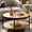 Natural-Round, variant on Manxile Modern Triangle Wood + Metal Coffee Table with One Coffee Table, Rustic White