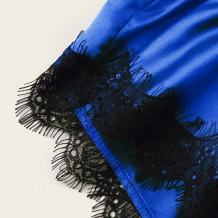 

B91xZ Lingerie For Women Satin Pajamas Silk Underwear Sexy Underwear Lingerie Sleepwear Lace Holiday Lingerie plus Blue XXL